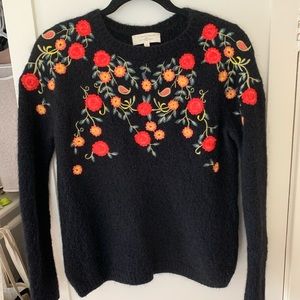 Sezane sweater with embroidered flowers